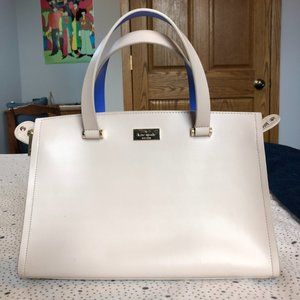 Kate Spade Kyra Arbour Cream/Blue Leather Satchel